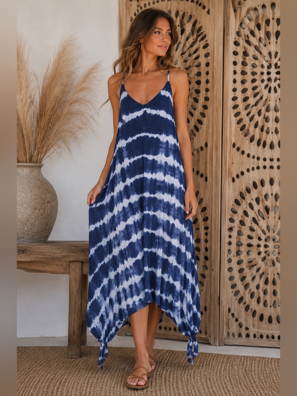 Raviya Tie Dye Handkerchief Hem Maxi Dress | S